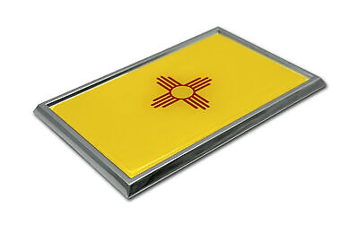 New Mexico State Flag 3.82" x 2.5" x .15" Chrome Metal Car Auto Emblem