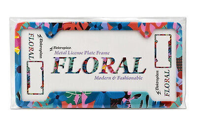 Elektroplate Tropical Floral Unique Metal Open License Plate Frame