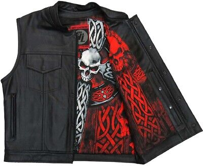 Hot Leathers VSM1051 Men's Black Celtic Cross Motorcycle Club Leather Biker Vest
