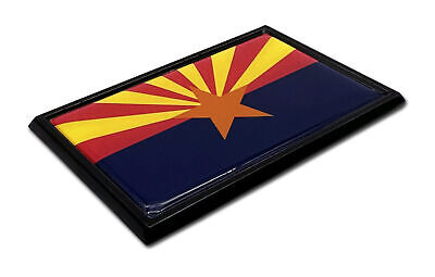 Arizona State Flag 3.82" x 2.5" x .15" Black Metal Car Auto Emblem