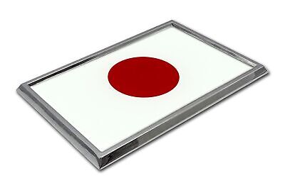 Japan Nisshoki Flag 3.82" x 2.5" x .15" Chrome Metal Car Auto Emblem
