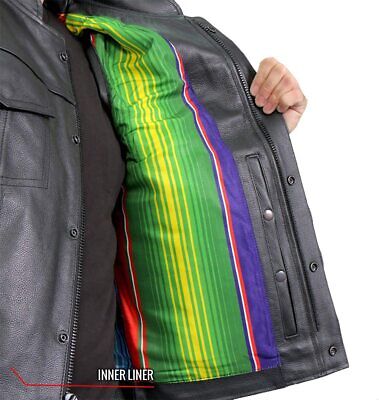 Hot Leathers VSM1057 Men’s Black Mexican Blanket Motorcycle Leather Biker Vest