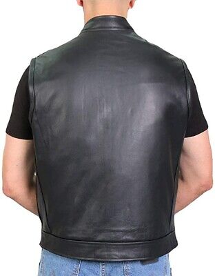 Hot Leathers VSM1052 Men's Black Patriotic Motorcycle Club Leather Biker Vest