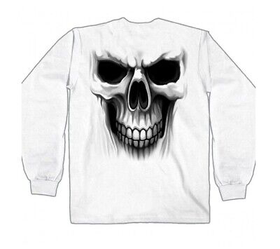 Ghost Skull Double Sided Long Sleeve Biker T-Shirt