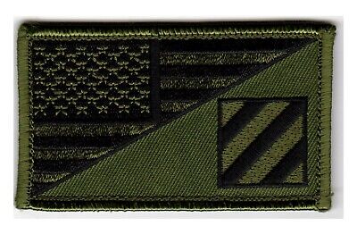 3rd Infantry American Flag 2" x 3.5" OD Green Hook & Loop 2 Piece Patch