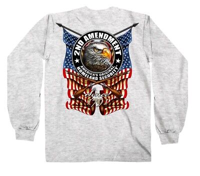 Hot Leathers 2nd Amendment Down Flags Eagle Double Sided Long Sleeve Shirt