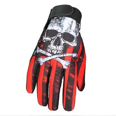 Hot Leathers Flag Skull Mechanics Gloves