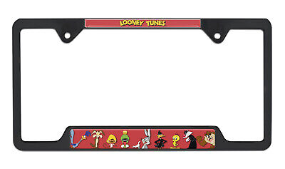 Looney Tunes Open Black Metal License Plate Frame