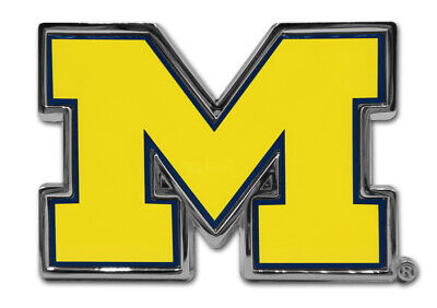 University of Michigan "Yellow (w/ Navy Trim)" Shiny Chrome Auto Emblem