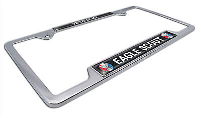 Eagle Scouts BSA Proud Parent Shiny Chrome Metal Open Corner License Plate Frame