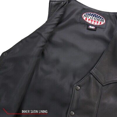 Hot Leathers VSM5006 Men's USA Made Classic Premium Motorcycle Leather Vest