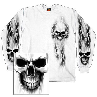 Ghost Skull Double Sided Long Sleeve Biker T-Shirt