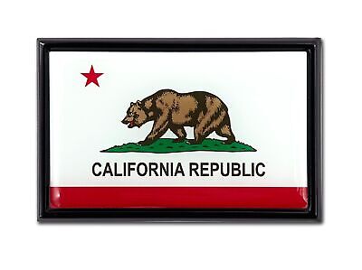 California Bear Flag 3.82" x 2.5" x .15" Black Metal Car Auto Emblem