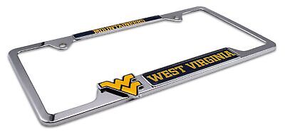 West Virginia University Mountaineers 3D Chrome Open License Plate Frame