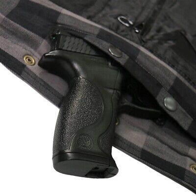 Hot Leathers Gray and Black Armored Flannel Shirt Jacket
