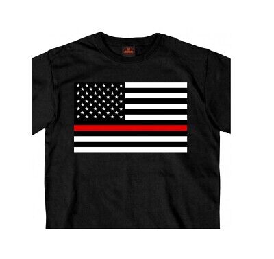 Thin Red Line USA Flag Black T-Shirt