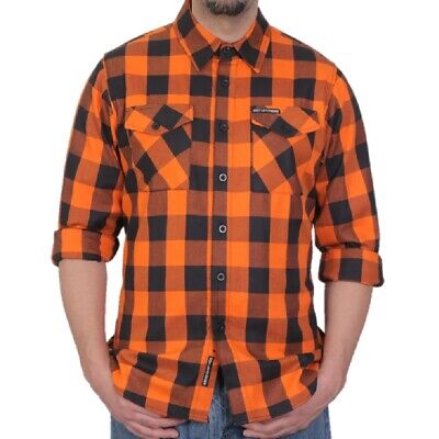 Hot Leathers Orange and Black Long Sleeve Flannel