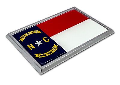 North Carolina N.C. State Flag 3.82" x 2.5" x .15" Chrome Car Auto Emblem