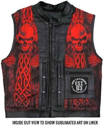 Hot Leathers VSM1051 Men's Black Celtic Cross Motorcycle Club Leather Biker Vest