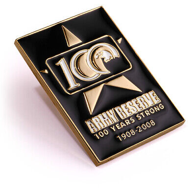 U.S. Army Reserve "100 Years" - Rectangle Brass Lapel Pin