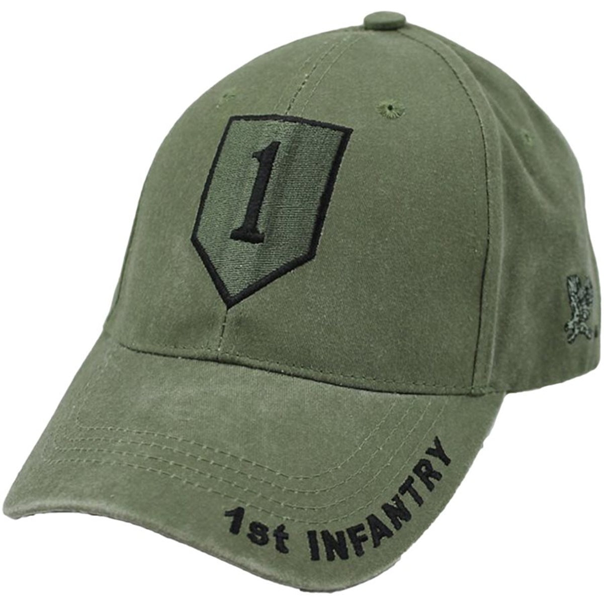 1st Infantry Insignia Hat / U.S. Army Washed OD Green Baseball Cap