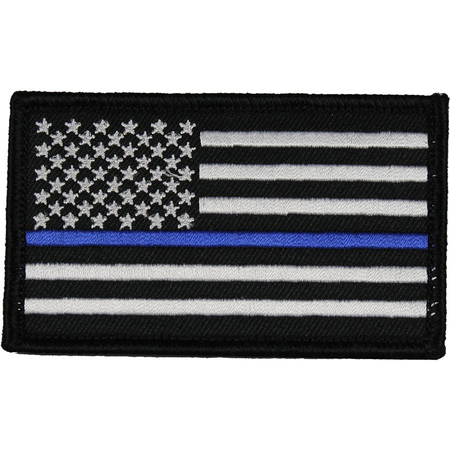 Thin Blue Line - Police 2" x 3.5" Hook & Loop 2 Piece Black Patch