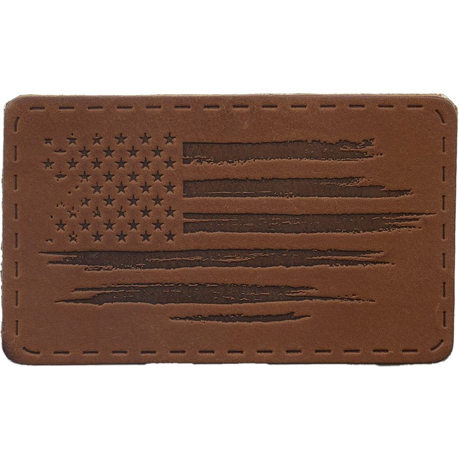 American Flag Leather 3.5"x2" Iron-On Patch
