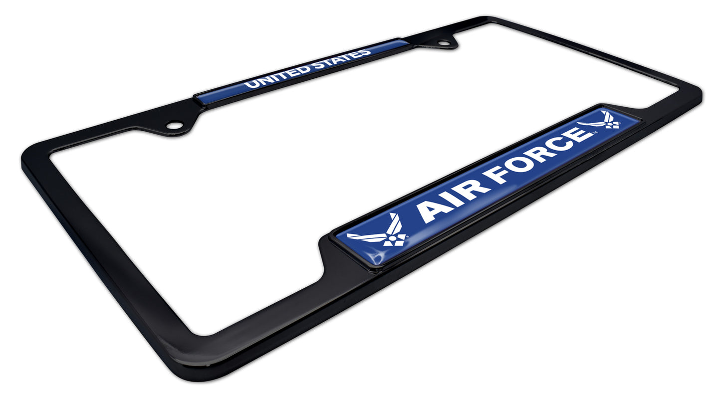 United States Air Force Black Open License Plate Frame
