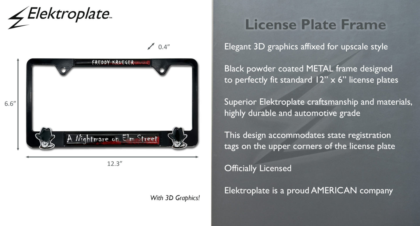 Nightmare on Elm Street Freddy Krueger 3D Black Metal License Plate Frame