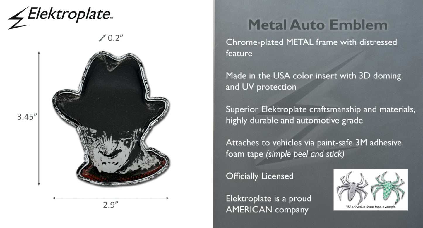 Freddy Krueger Nightmare on Elm Street 2.9” x 3.45” Metal Auto Emblem