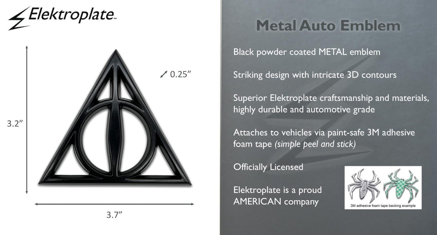 Harry Potter Deathly Hallows Black Metal Auto Emblem