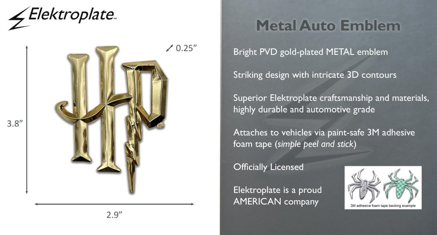 Harry Potter Hogwarts Gold Metal Auto Emblem