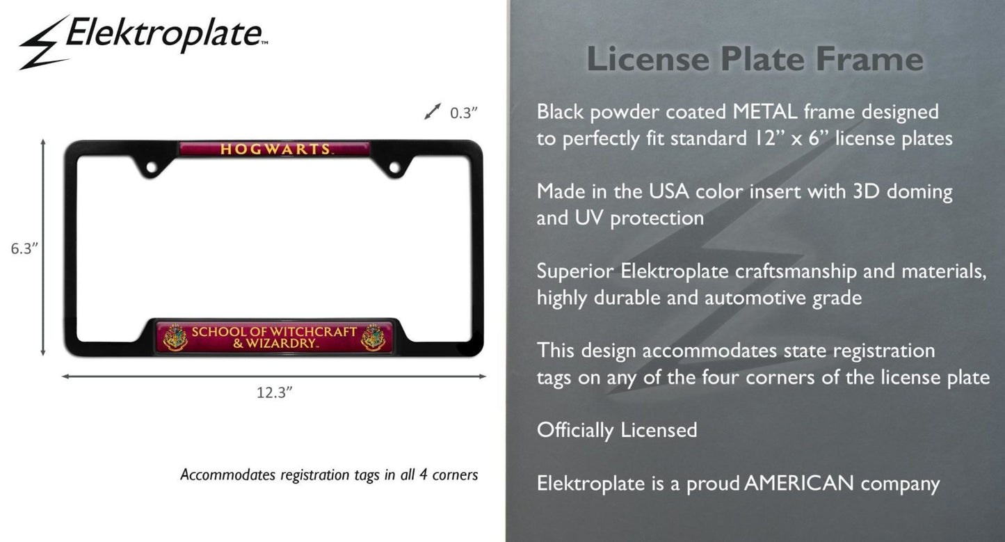 Harry Potter Hogwarts Black Open Metal License Plate Frame