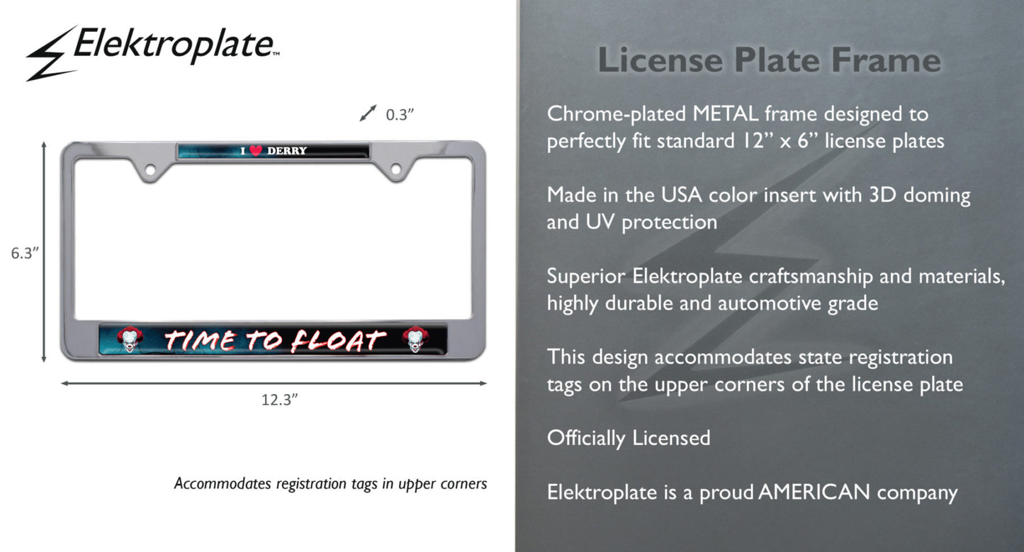 Time to Float - I Love Derry Chrome Metal License Plate Frame