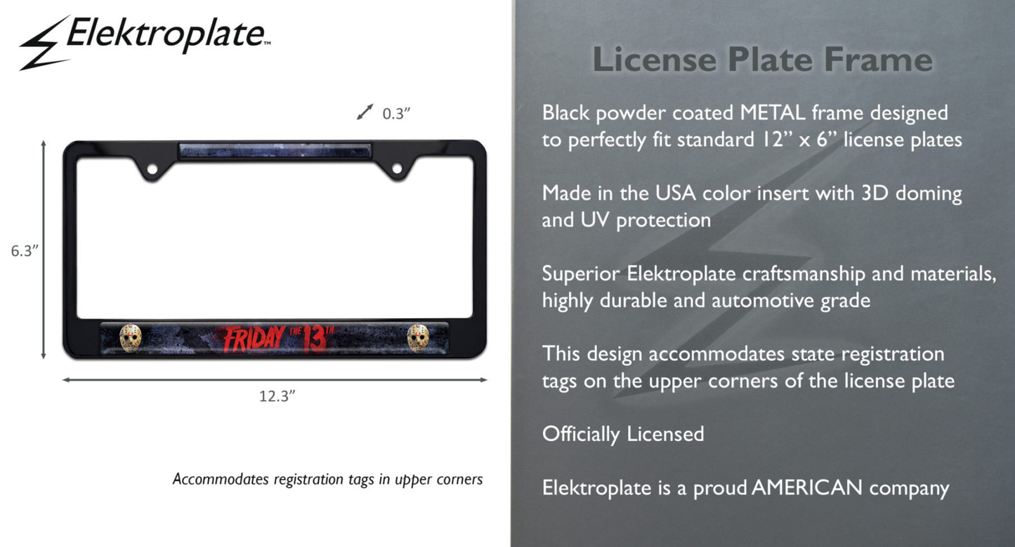 Friday the 13th Black Metal License Plate Frame
