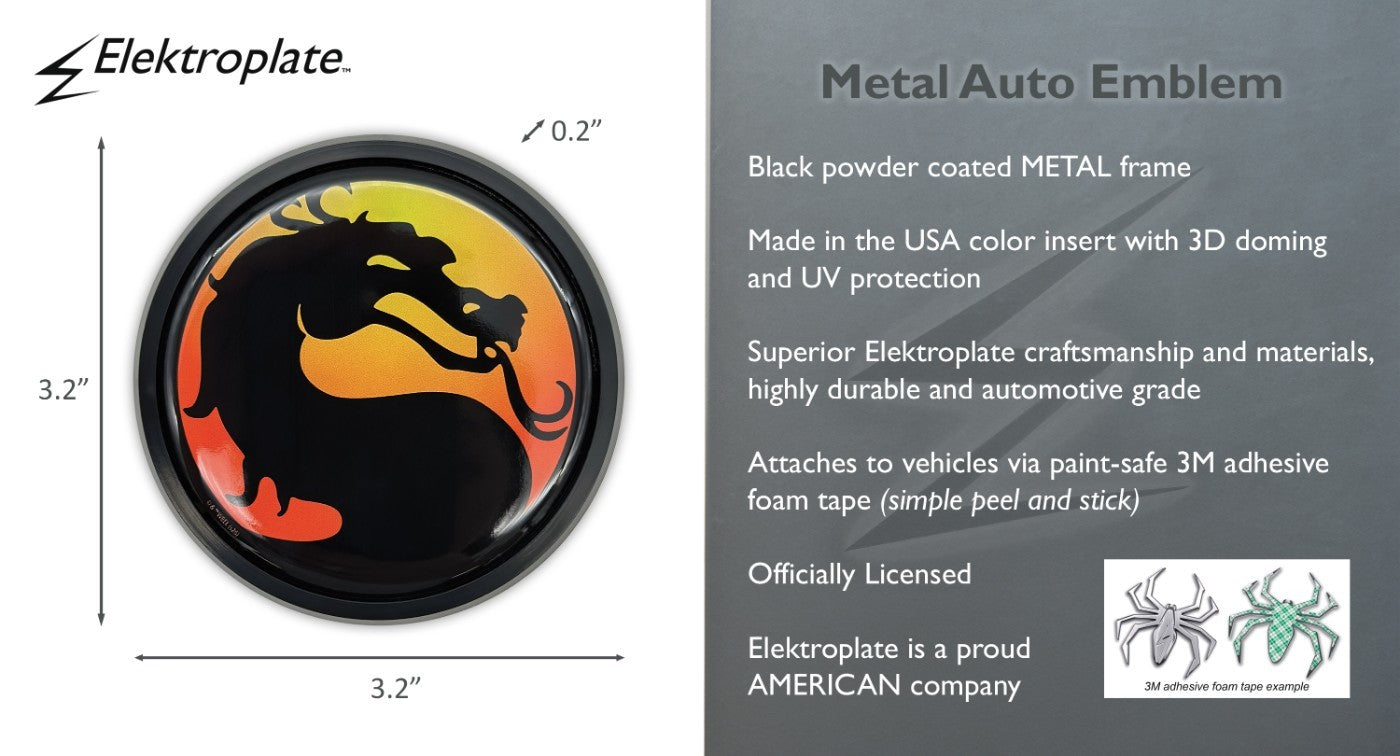 Mortal Kombat Dragon Black Metal Emblem