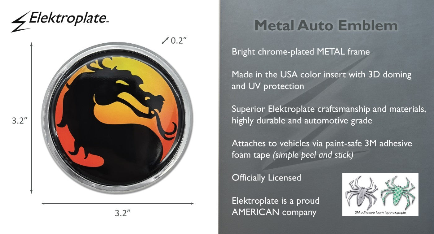 Mortal Kombat Dragon Metal Chrome Emblem