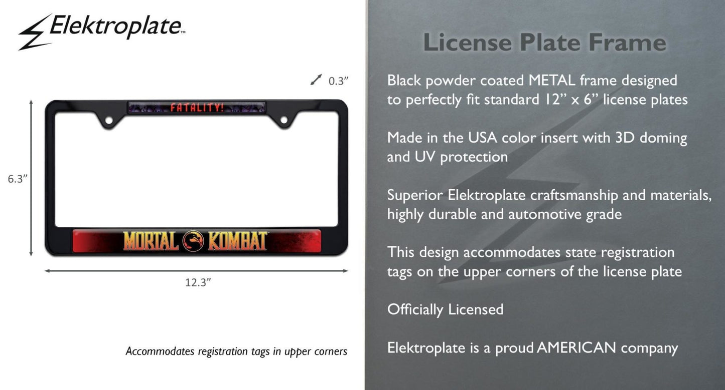 Mortal Kombat Fatality Black Standard Metal License Plate Frame