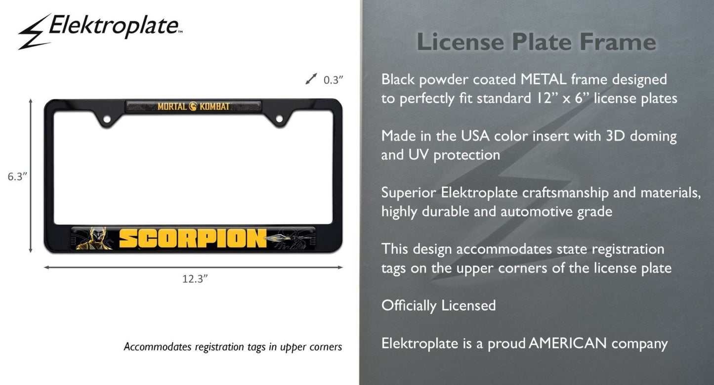 Mortal Kombat Scorpion Black Standard Metal License Plate Frame