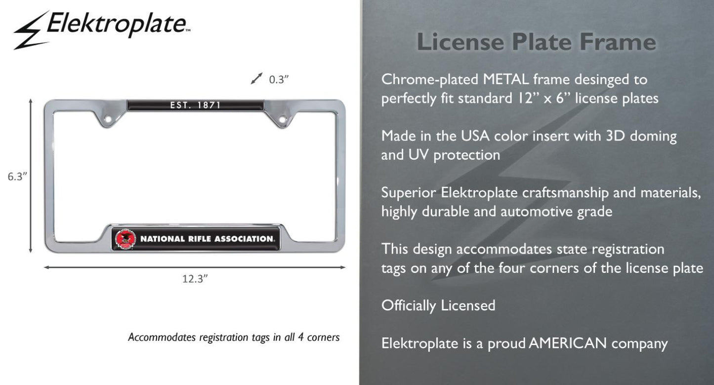 National Rifle Association NRA Heritage 1871 Open Chrome License Plate Frame