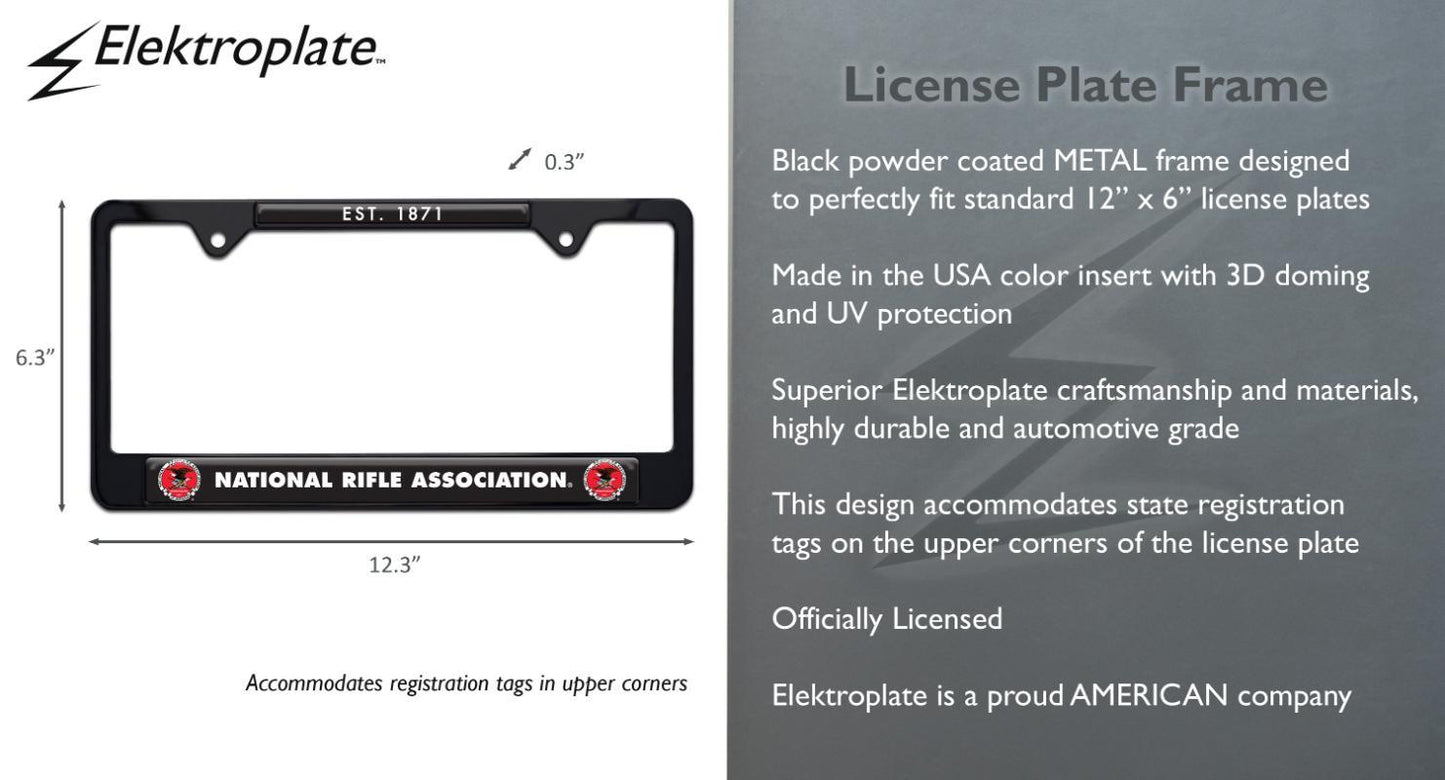 National Rifle Association NRA Heritage 1871 Black License Plate Frame