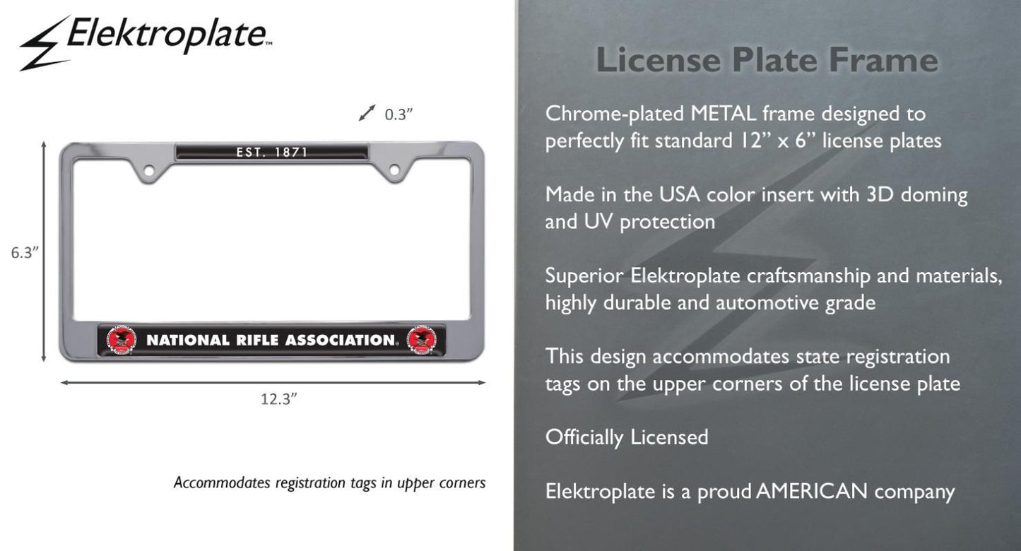 National Rifle Association NRA Heritage 1871 Chrome License Plate Frame