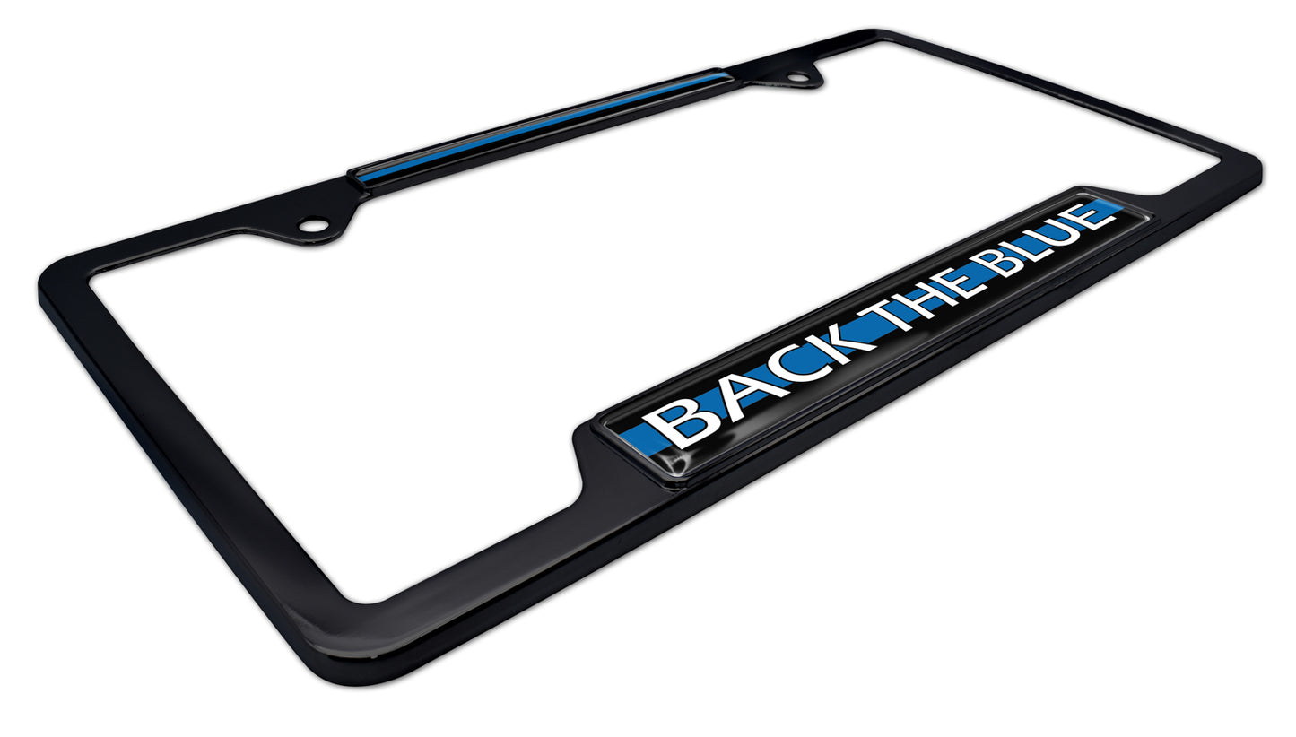 Back the Blue Police Black License Plate Frame