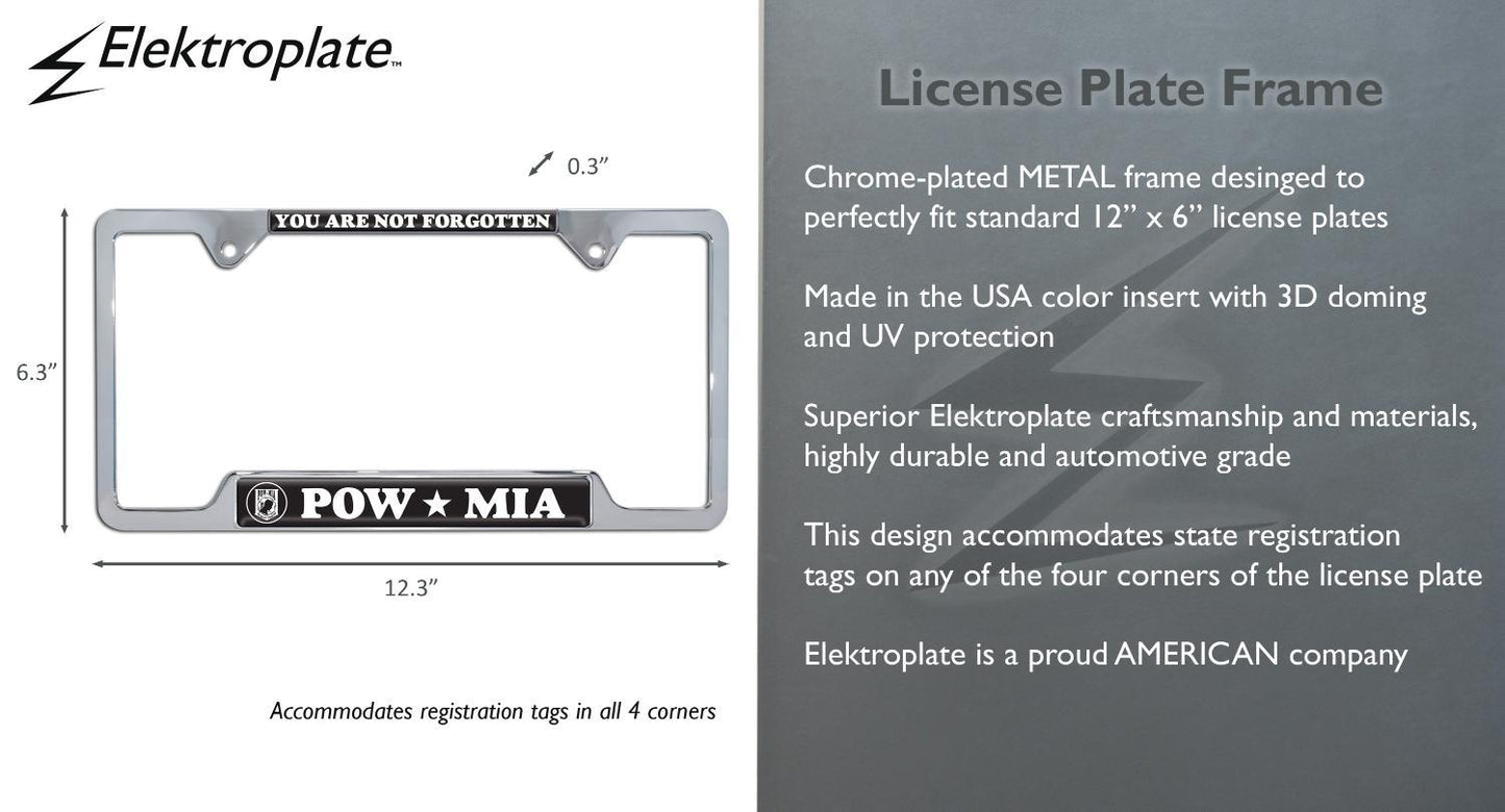 POW / MIA Chrome Open Metal License Plate Frame