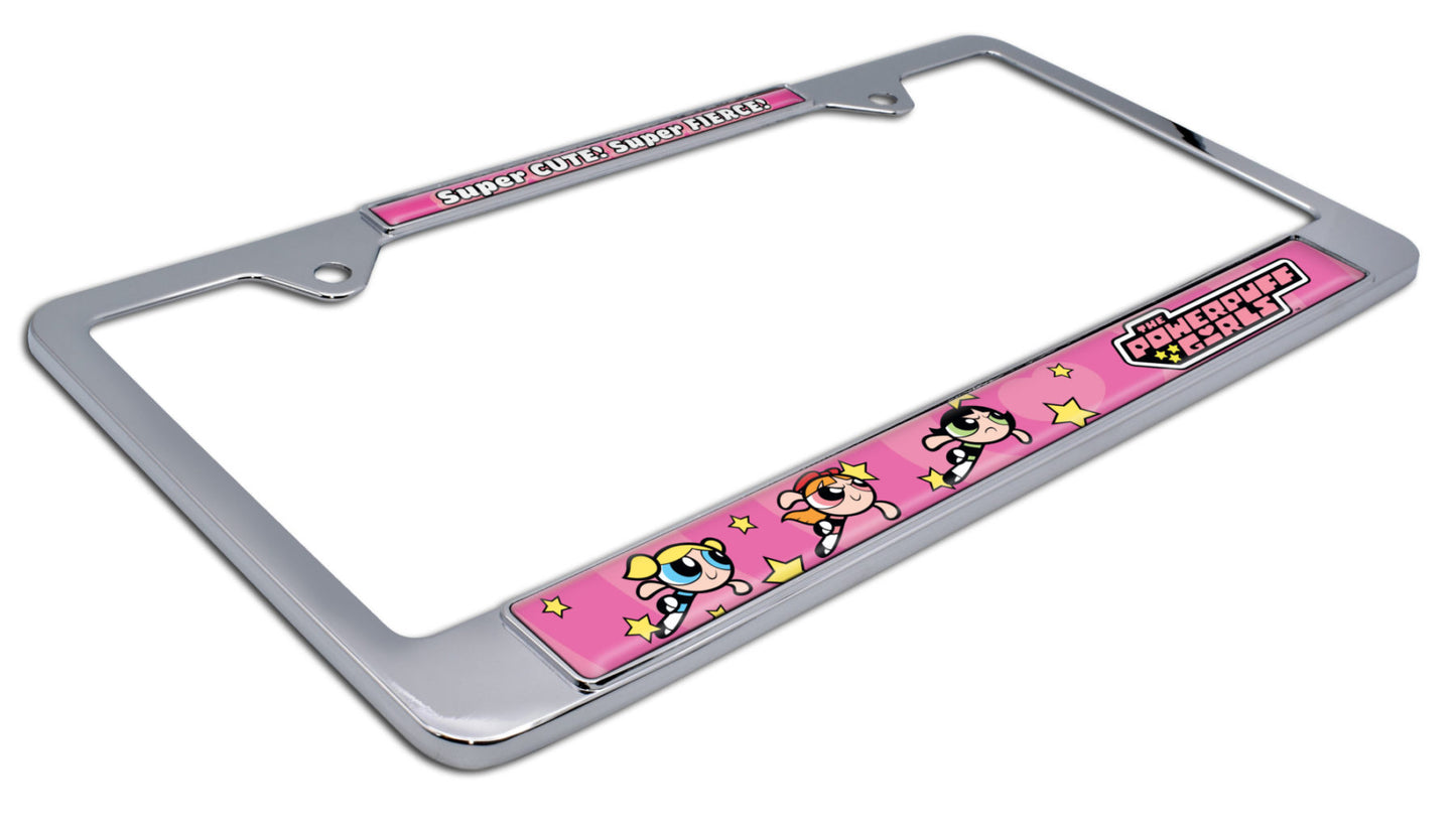 Powerpuff Girls Pink Standard Chrome Metal License Plate Frame