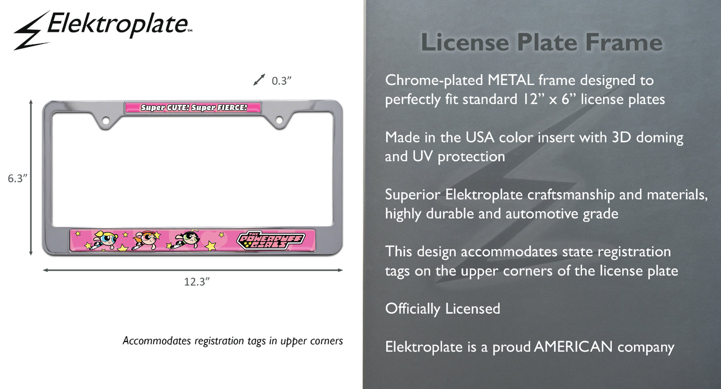 Powerpuff Girls Pink Standard Chrome Metal License Plate Frame