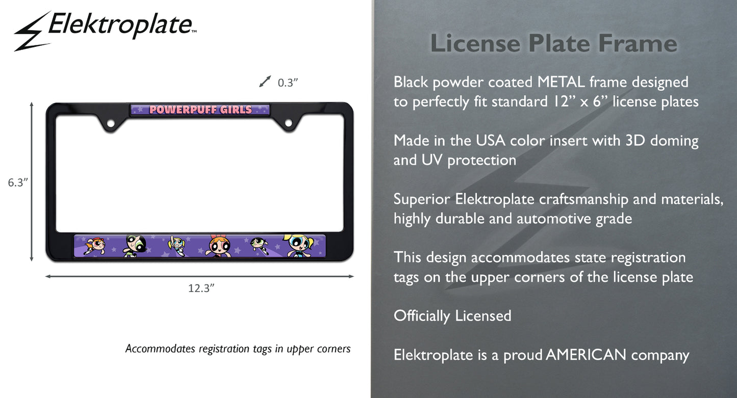 Powerpuff Girls Black Metal License Plate Frame