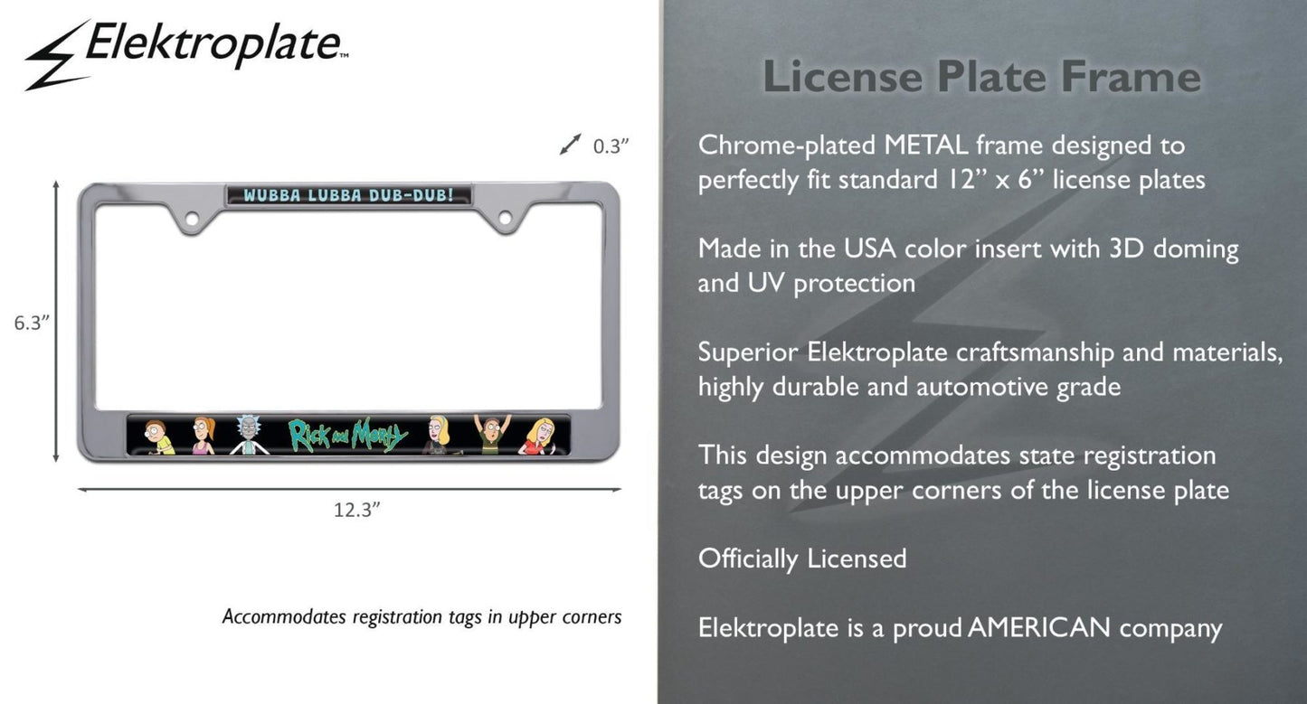 Rick and Morty Chrome Metal License Plate Frame