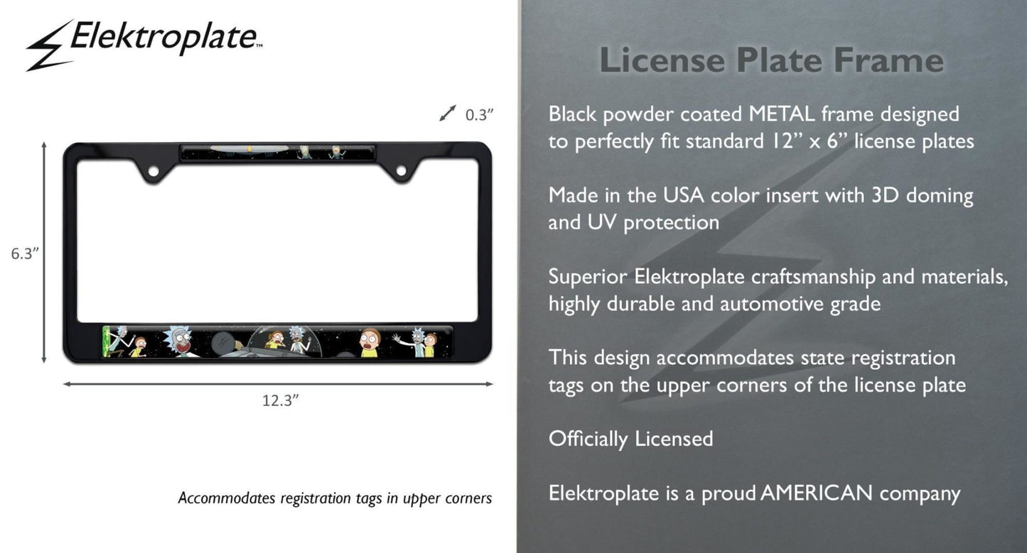 Rick and Morty Space Black Metal License Plate Frame