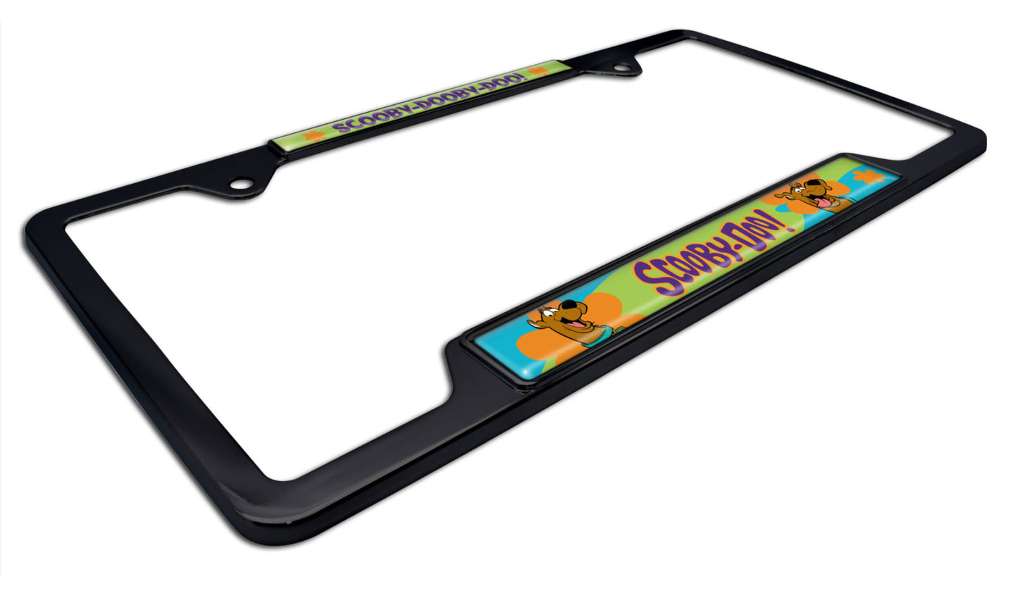 Scooby-Dooby-Doo Black Metal Open Corners License Plate Frame